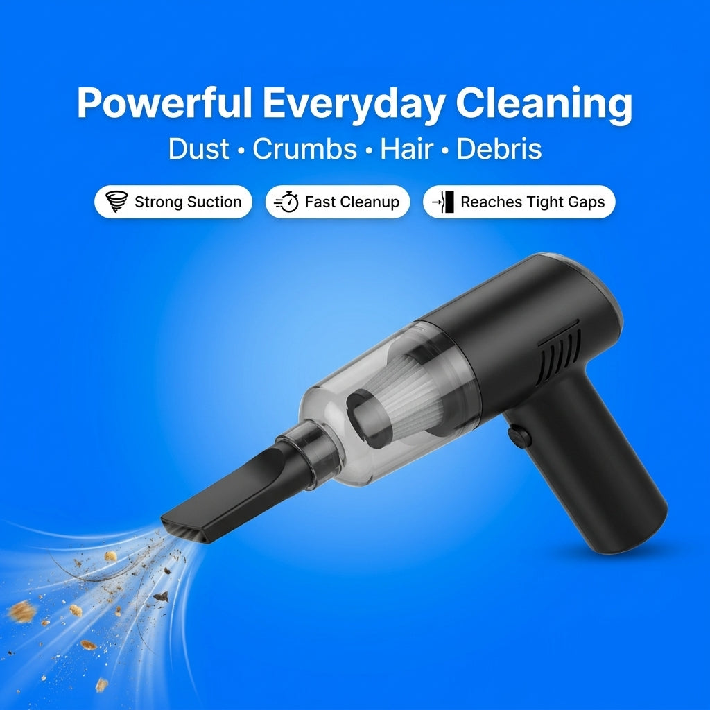 Portable 3-in-1 Vacuum Cleaner for Home, Car, Desk & Corners
