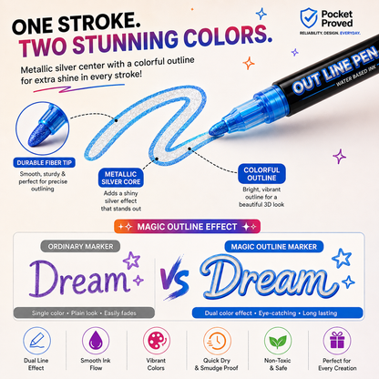 12 Color Magic Outline Marker Pens for DIY Crafts, Cards & Journals