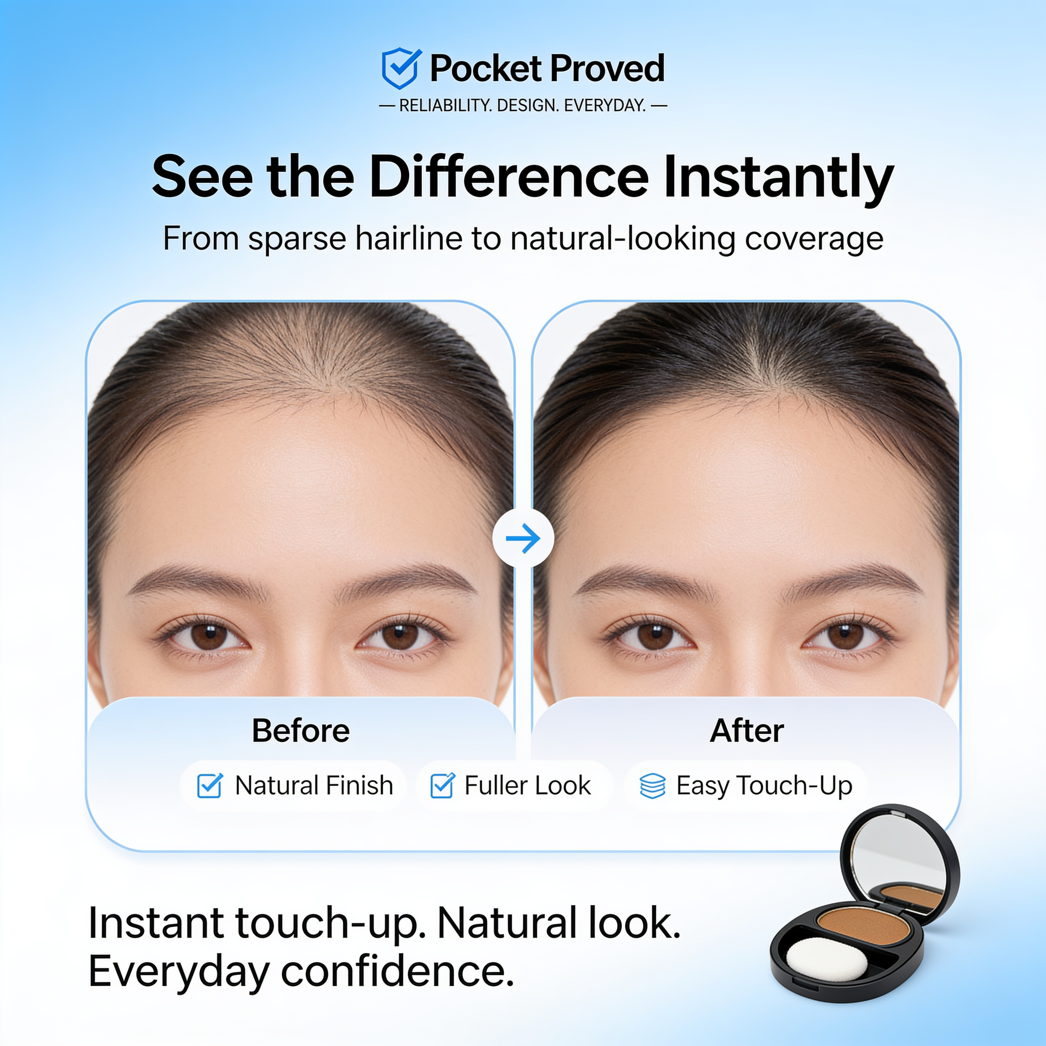 Instant Hairline Touch-Up Powder for Men & Women