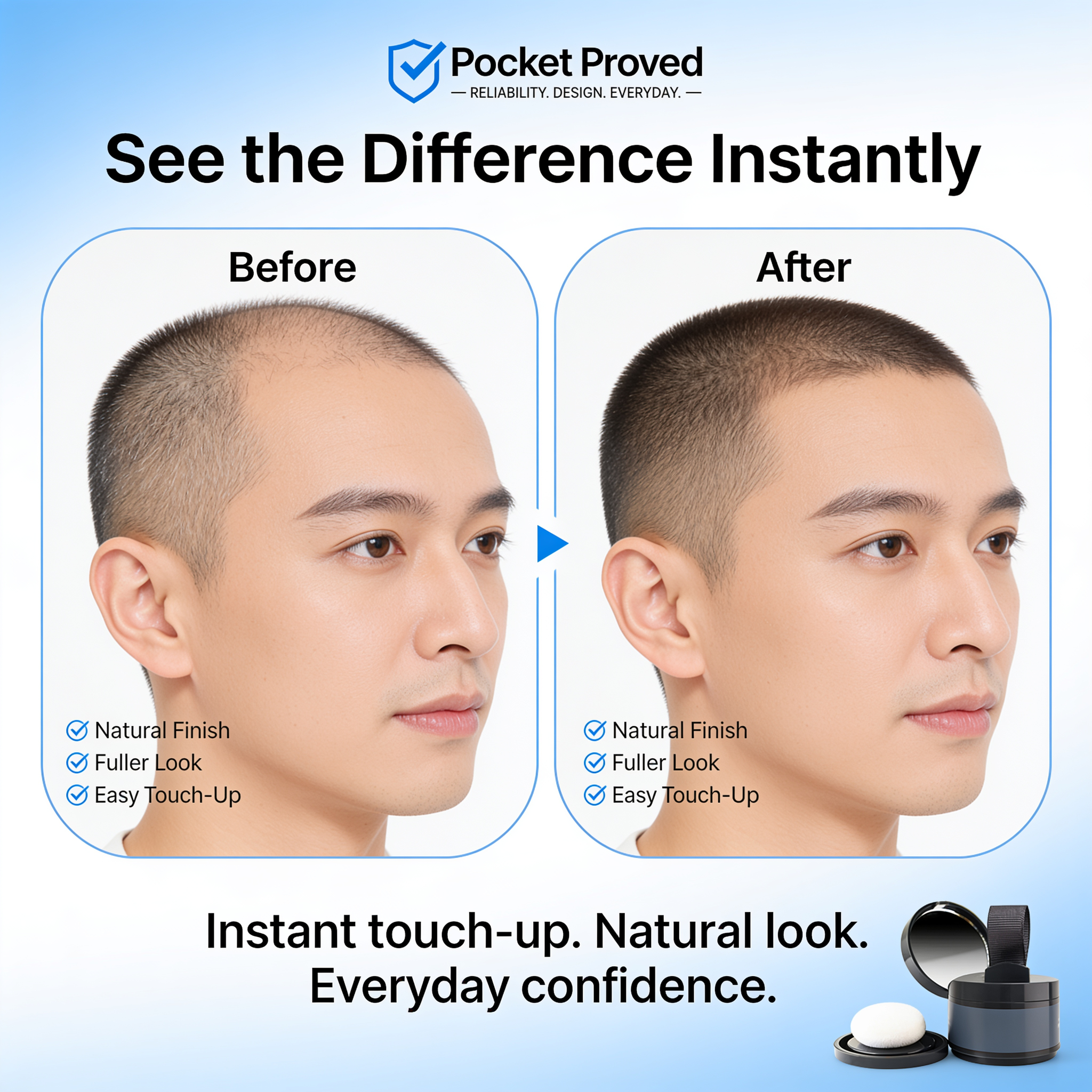 Instant Hairline Touch-Up Powder for Men & Women