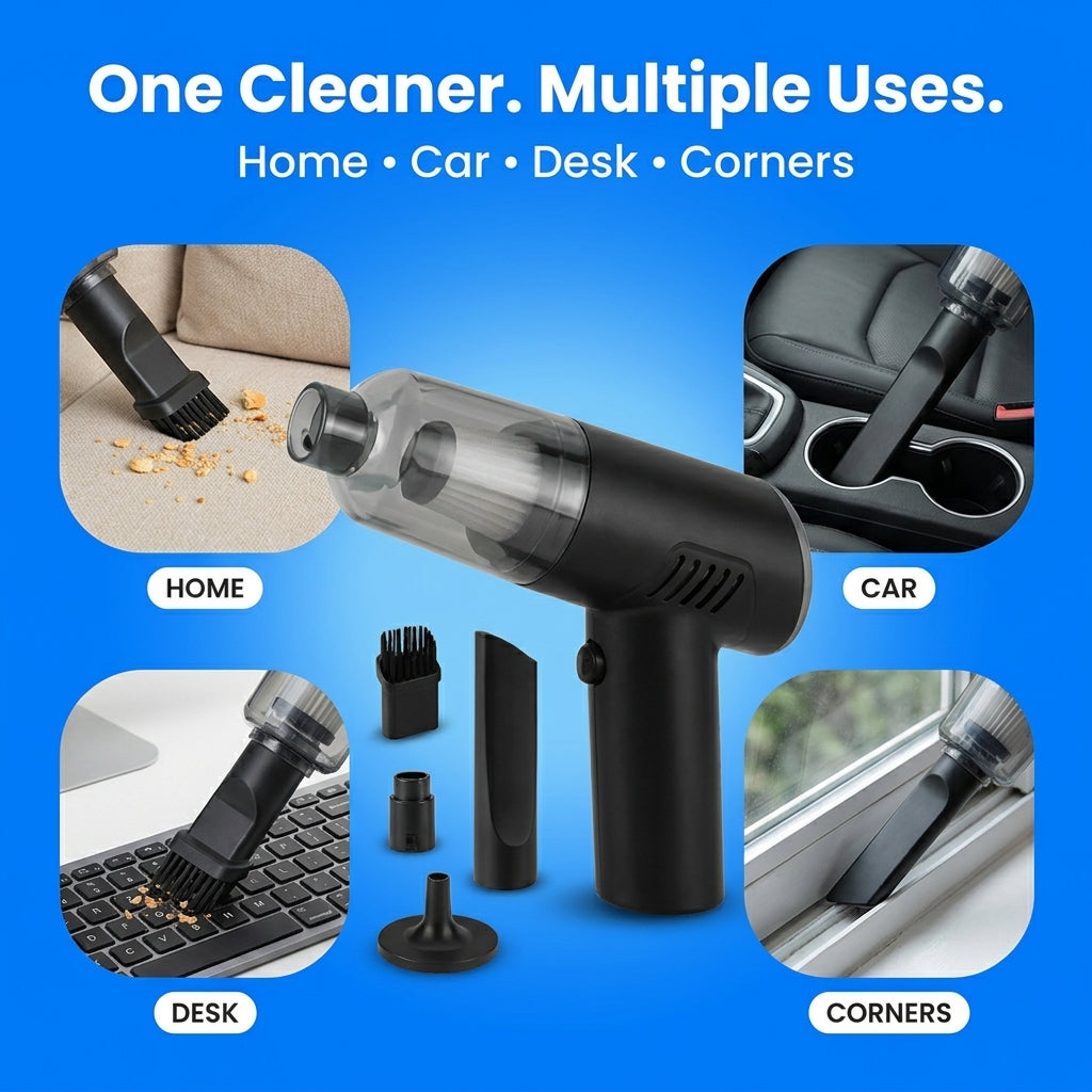 Portable 3-in-1 Vacuum Cleaner for Home, Car, Desk & Corners
